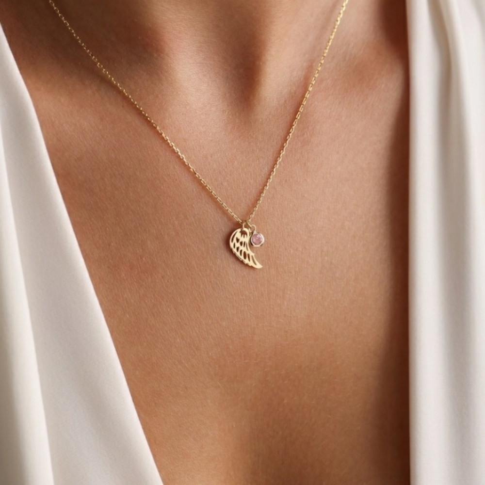 💥Angel Wing Necklace Birthstone Necklace